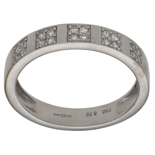 18ct White Gold 0.20ct Diamond Half Eternity Ring Size P