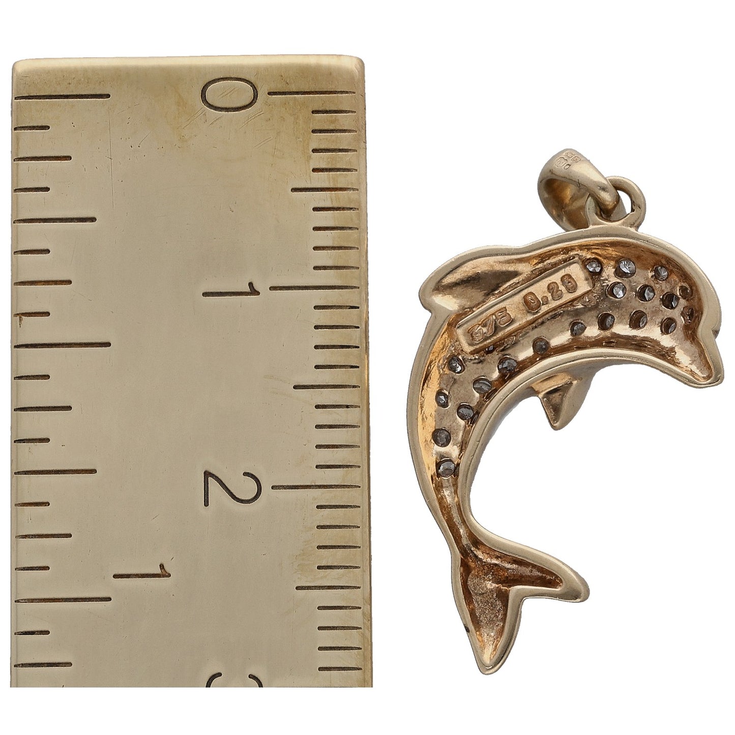 9ct Gold 0.28ct Diamond Dolphin Pendant