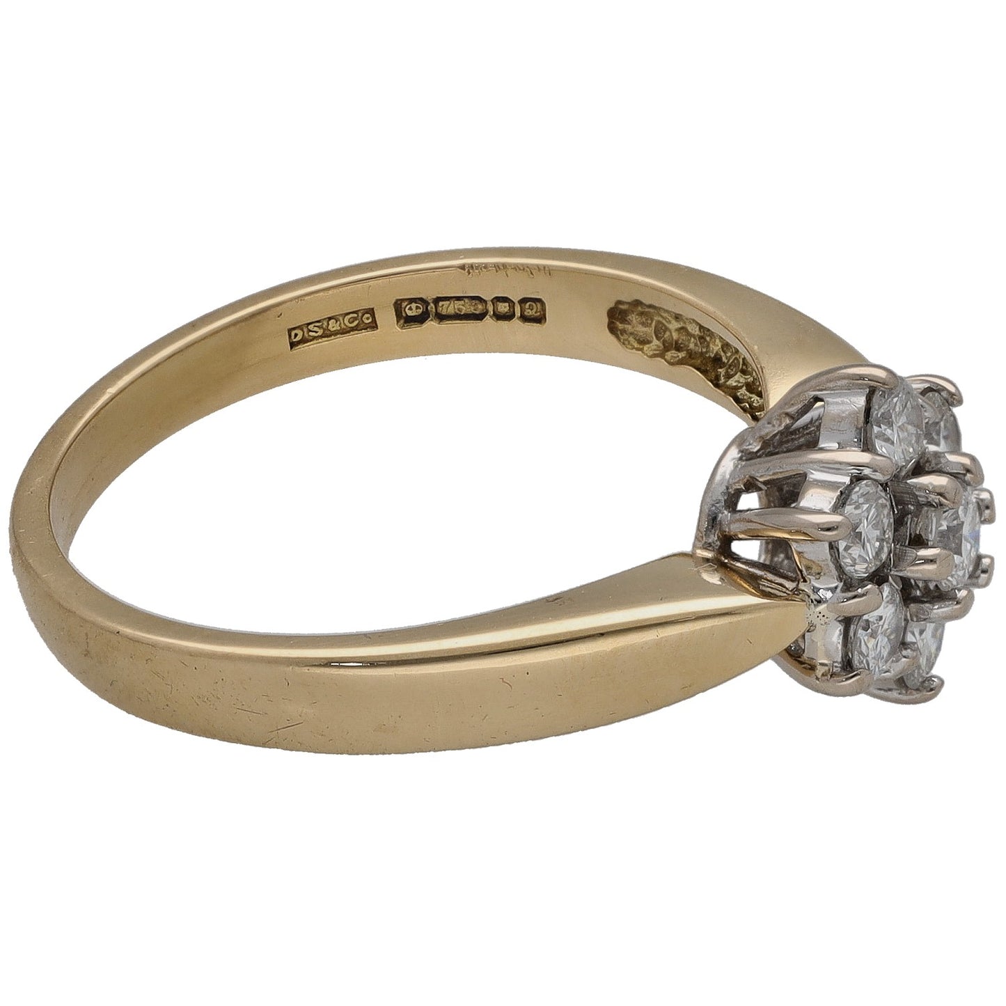 18ct Gold 0.35ct Diamond Cluster Ring Size P