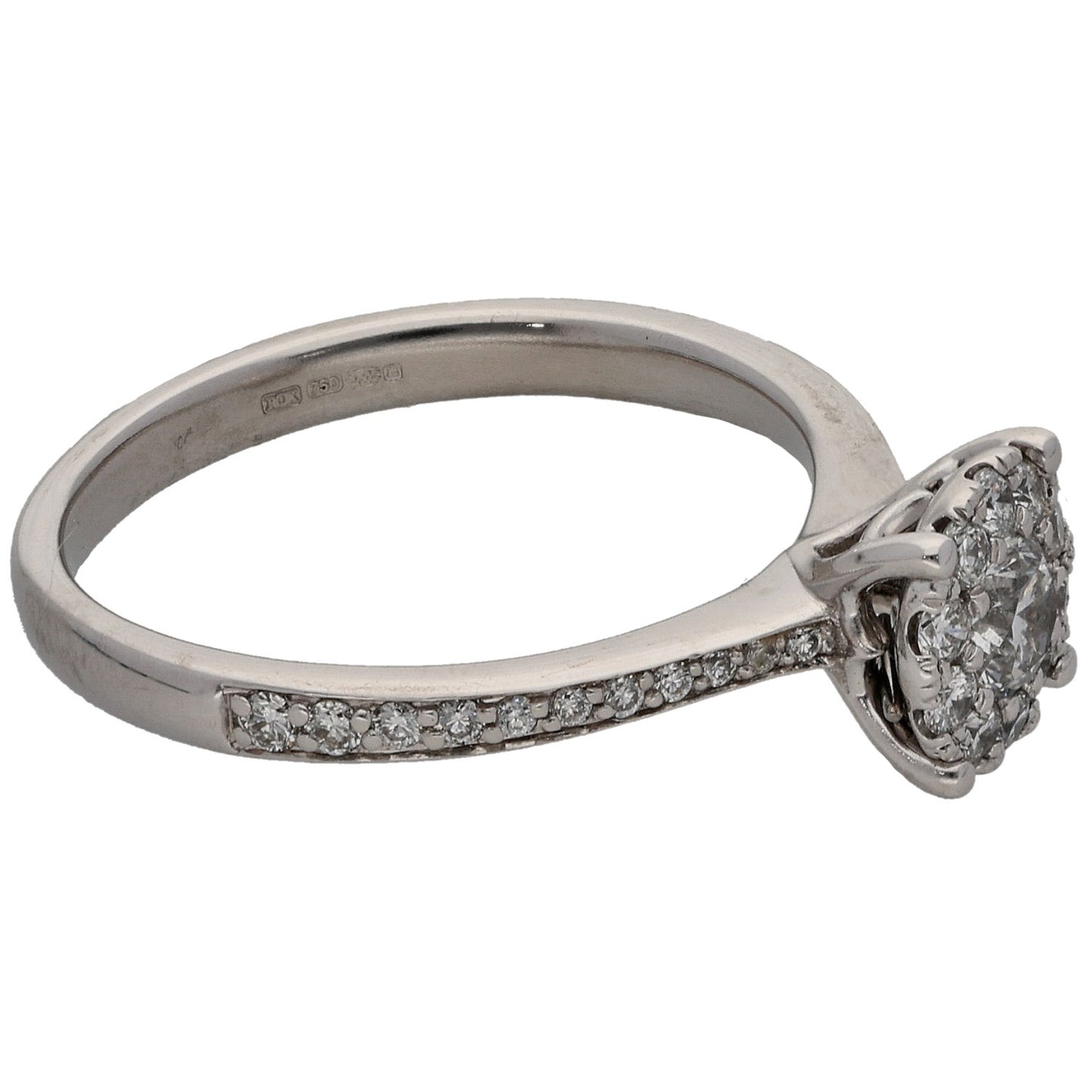 18ct White Gold 0.41ct Diamond Cluster Ring Size M