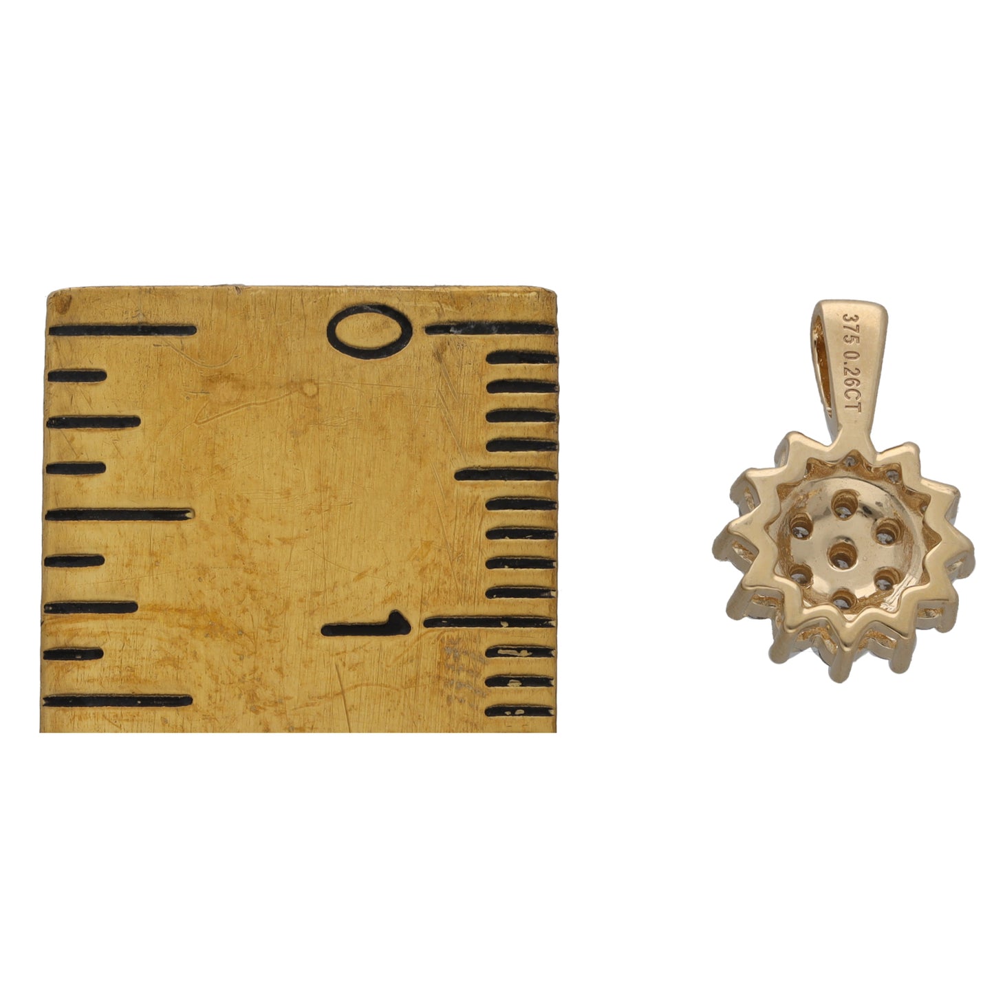 New 9ct Gold 0.26ct Diamond Cluster Pendant