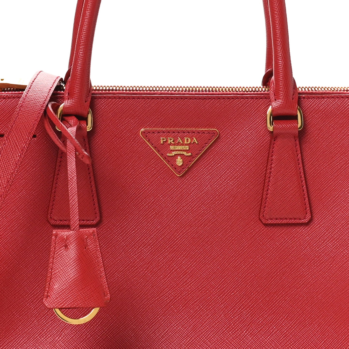 Prada Galleria Double Zip Tote Saffiano Leather Bag - Fuoco