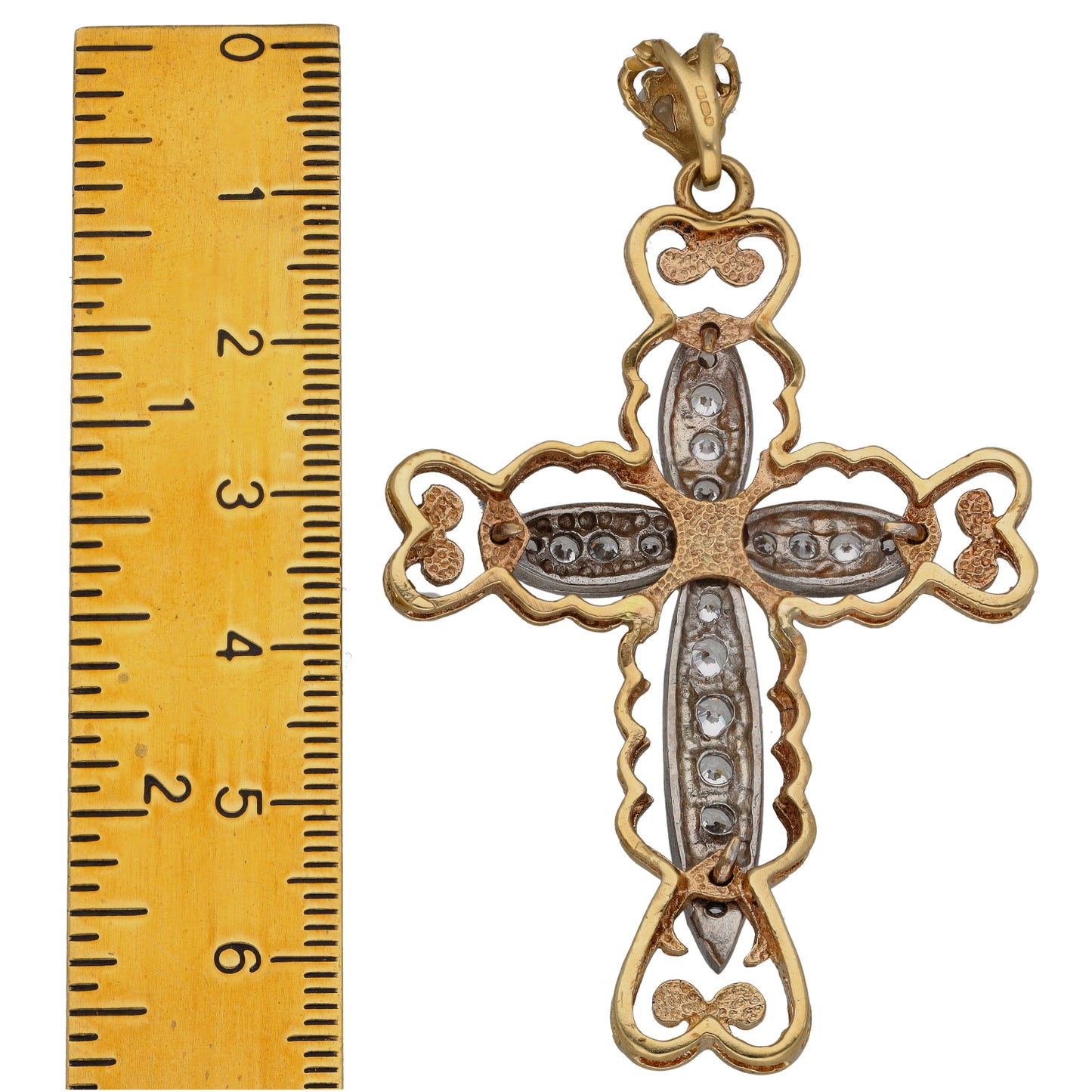 9ct Gold Cubic Zirconia Cross Pendant