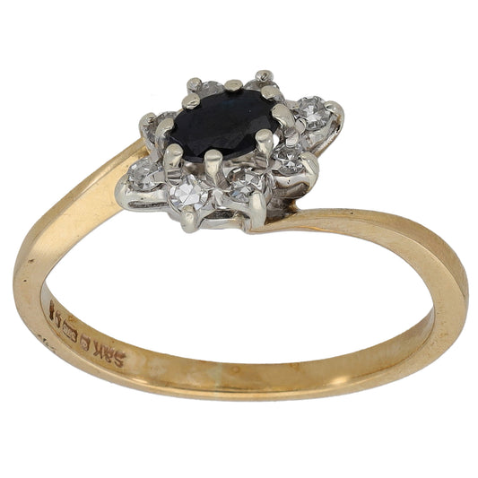 9ct Gold 0.12ct Diamond & Sapphire Dress/Cocktail Ring Size M