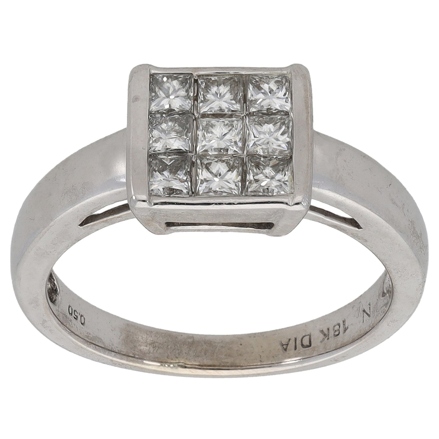 18ct White Gold 0.50ct Diamond Cluster Ring Size K