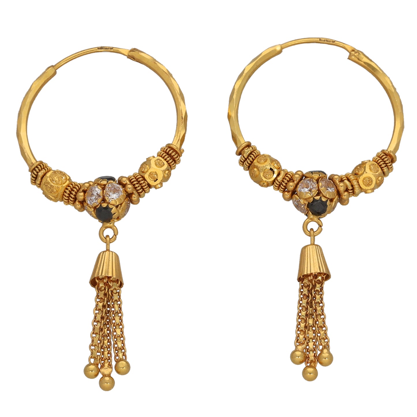 22ct Gold Imitation Gems Hoop Earrings