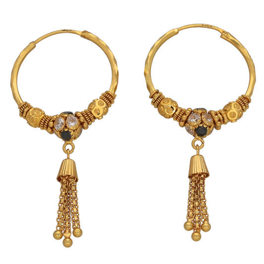22ct Gold Imitation Gems Hoop Earrings