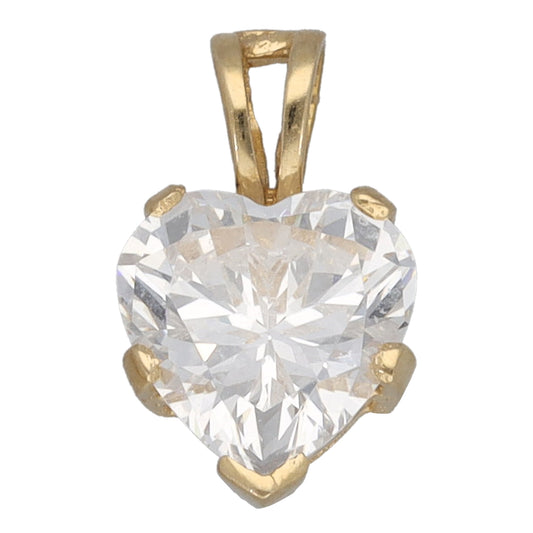 14ct Gold Cubic Zirconia Single Stone Pendant