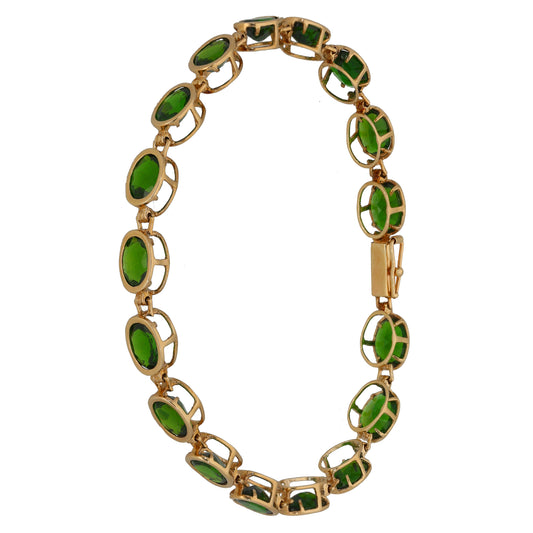 9ct Gold Diopside Fancy Stone Set Bracelet