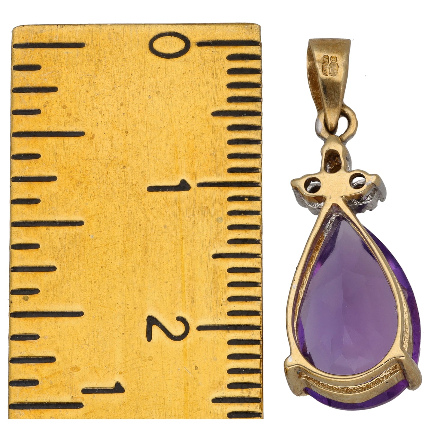 9ct Gold Amethyst & 0.015ct Diamond Dress/Cocktail Pendant