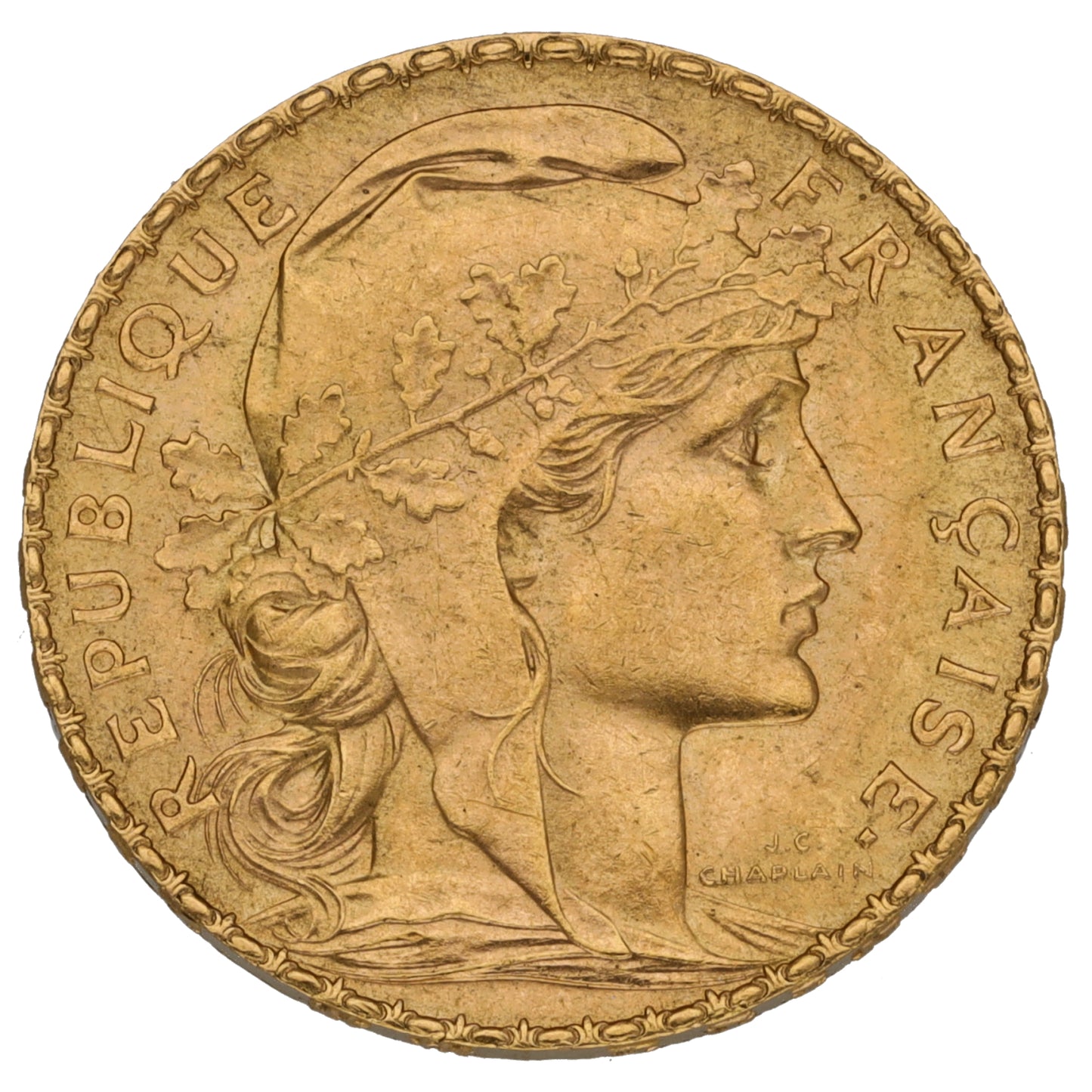 22ct Gold French 20 Francs Coin 1914