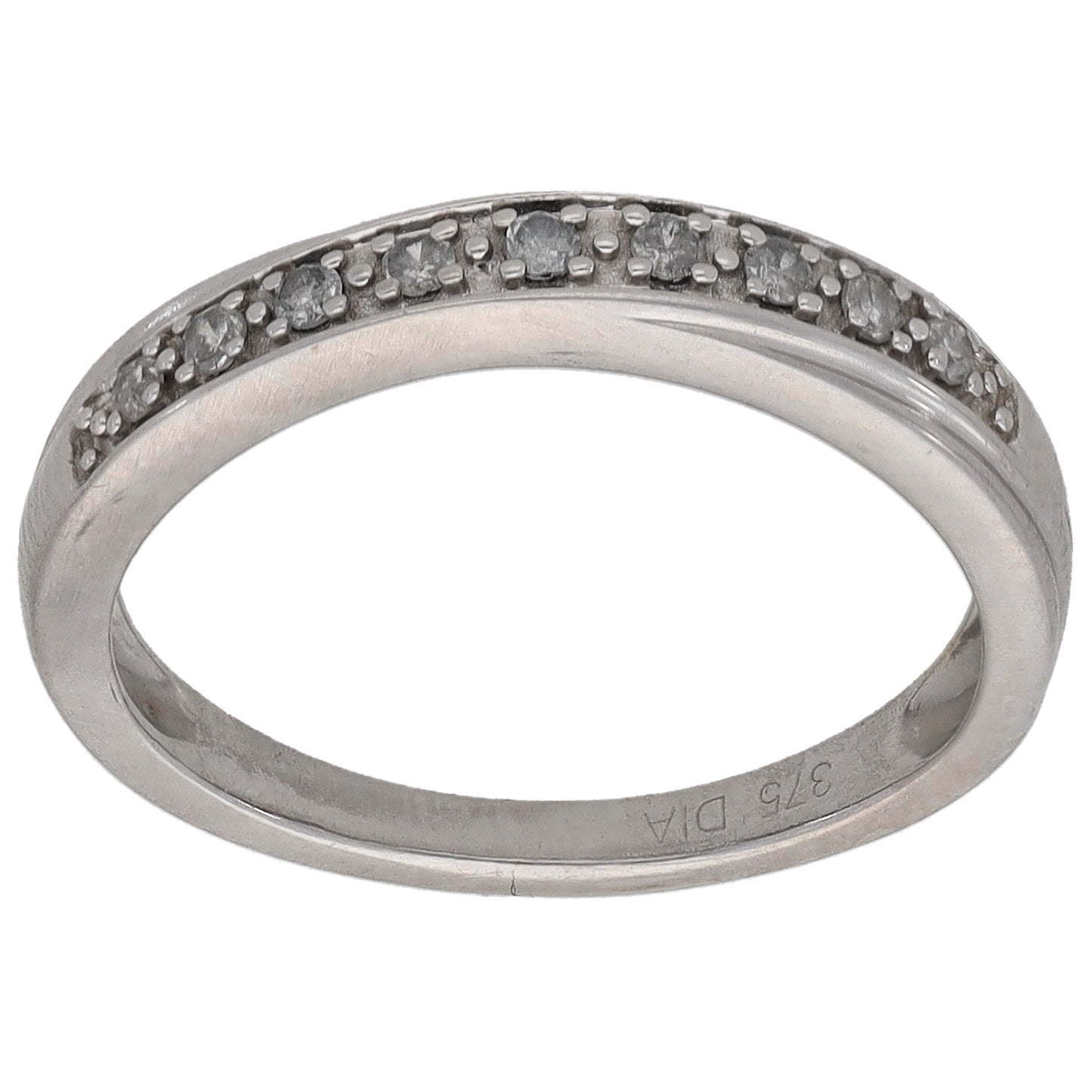 9ct White Gold 0.09ct Diamond Half Eternity Ring Size K