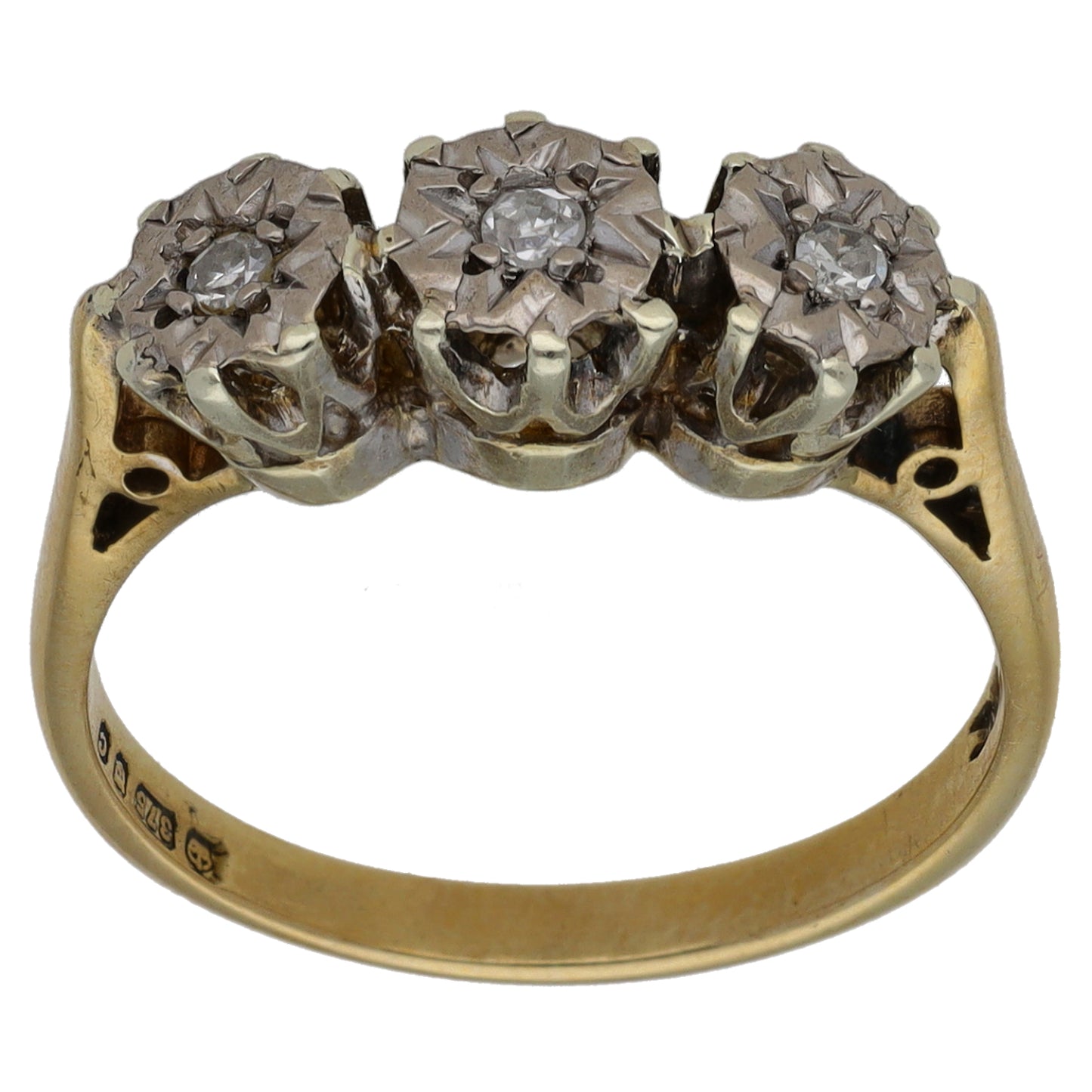 9ct Gold 0.09ct Diamond Trilogy Ring Size M