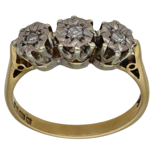 9ct Gold 0.09ct Diamond Trilogy Ring Size M