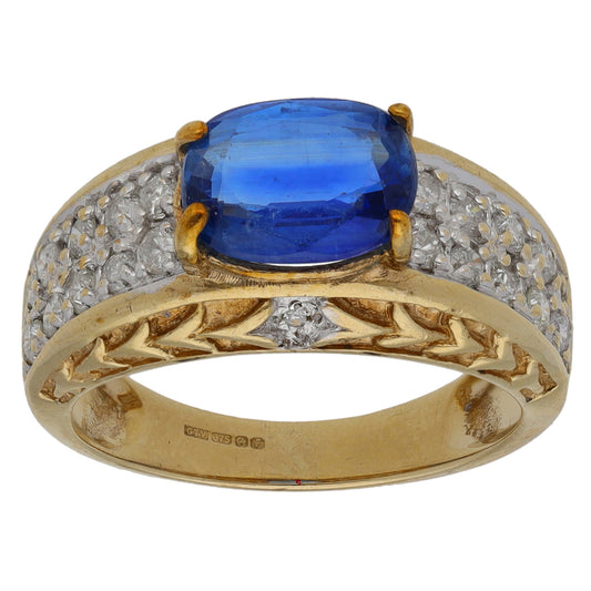 9ct Gold Kyanite & 0.41ct Diamond Dress/Cocktail Ring Size N