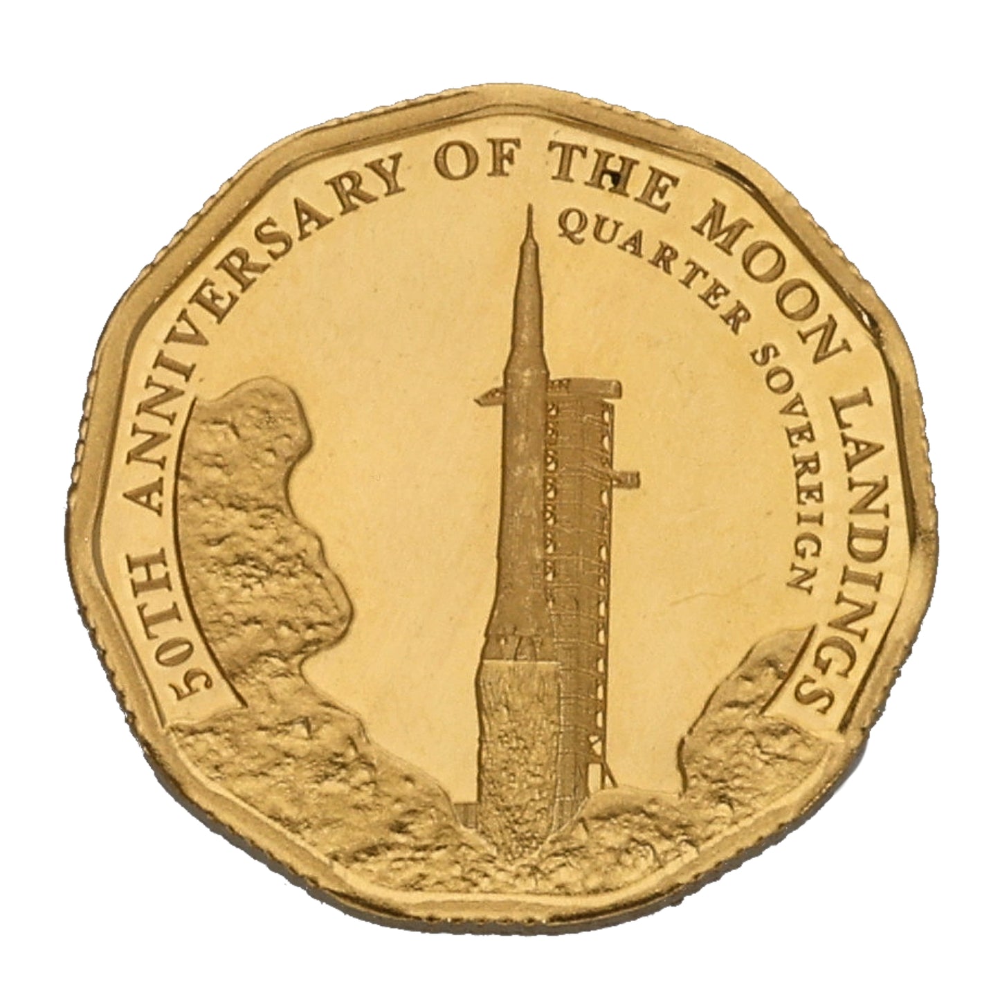 22ct Gold 50th Anniversary Of The Moon Landing Quarter Sovereign Coin 2019