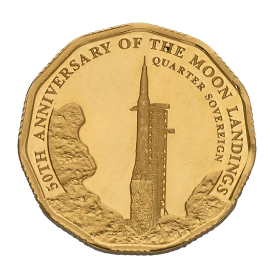 22ct Gold 50th Anniversary Of The Moon Landing Quarter Sovereign Coin 2019