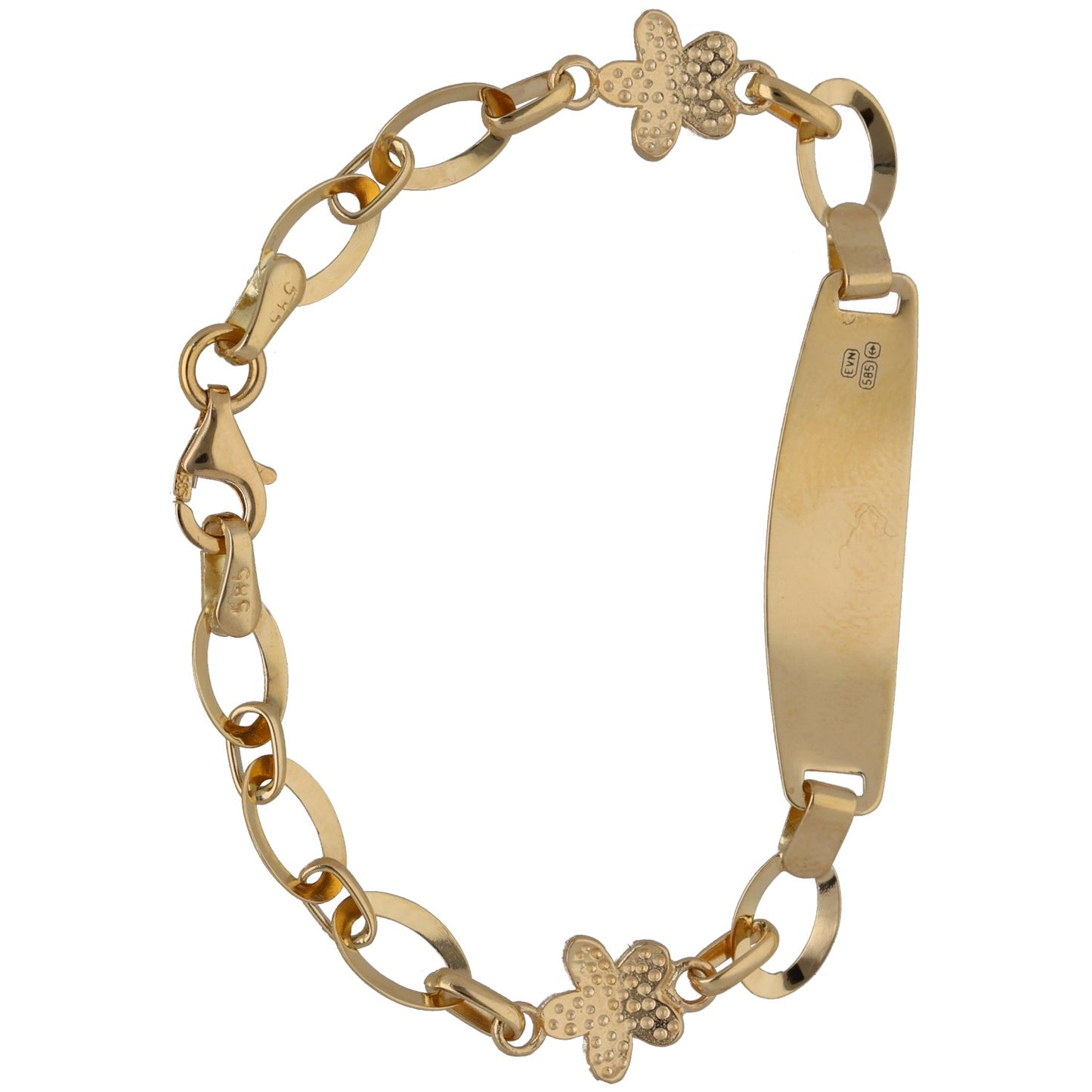 New 14ct Gold Kids Flower ID Bracelet