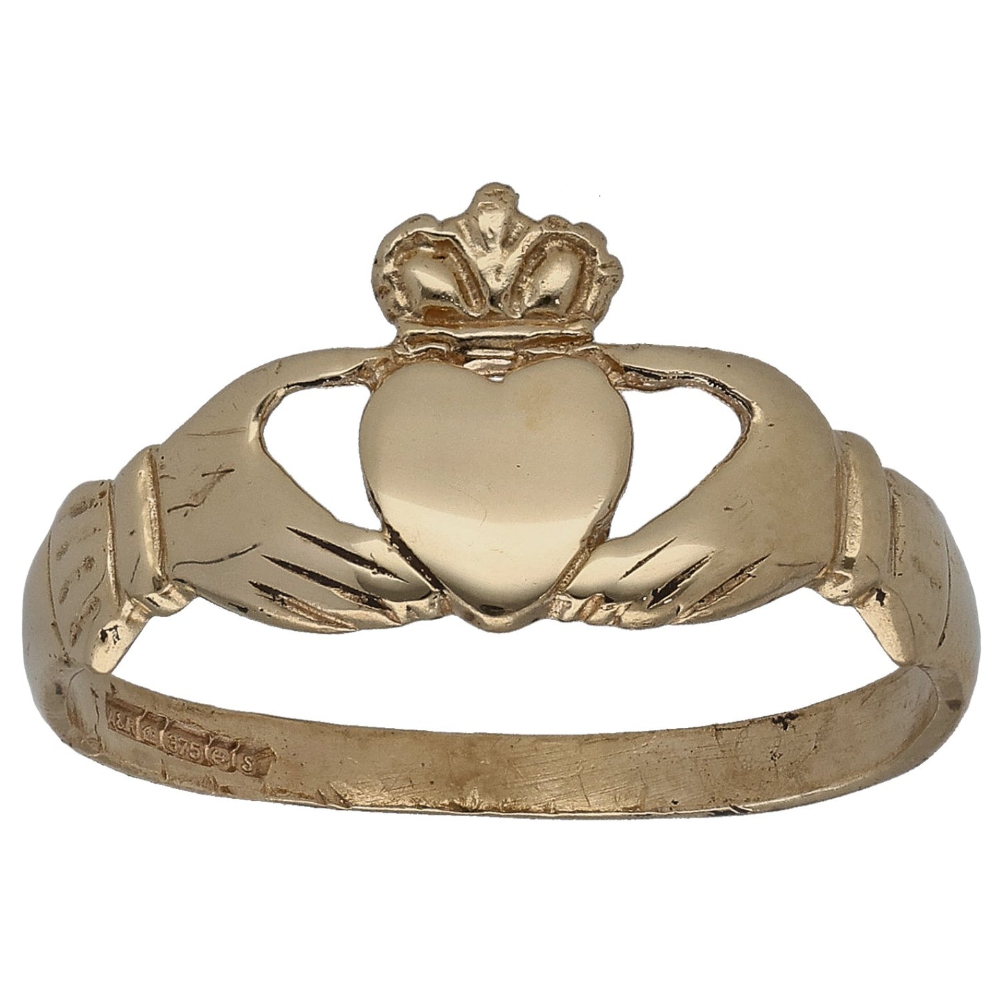 9ct Gold Claddagh Ring Size O