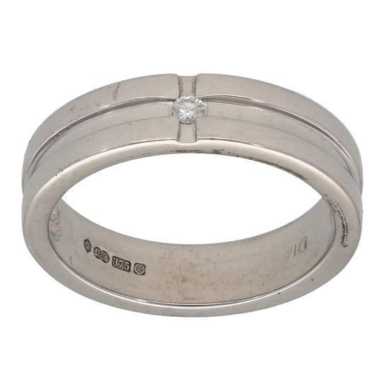 9ct White Gold 0.02ct Diamond Alternative Ring Size N