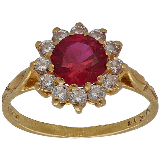 22ct Gold Imitation Gems Cluster Ring Size L
