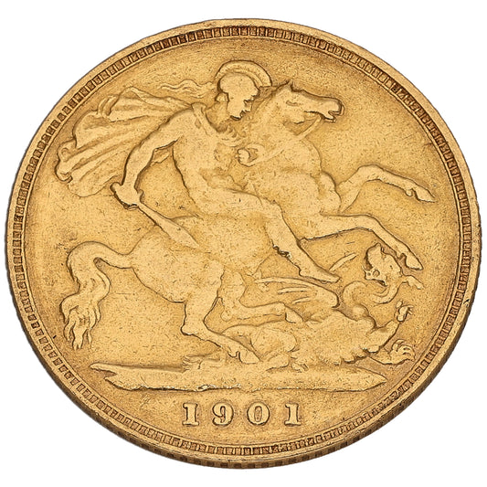 22ct Gold Queen Victoria Half Sovereign Coin 1901