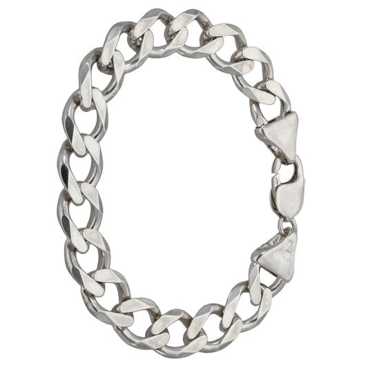 Sterling silver curb link bracelet with polished oval chain links