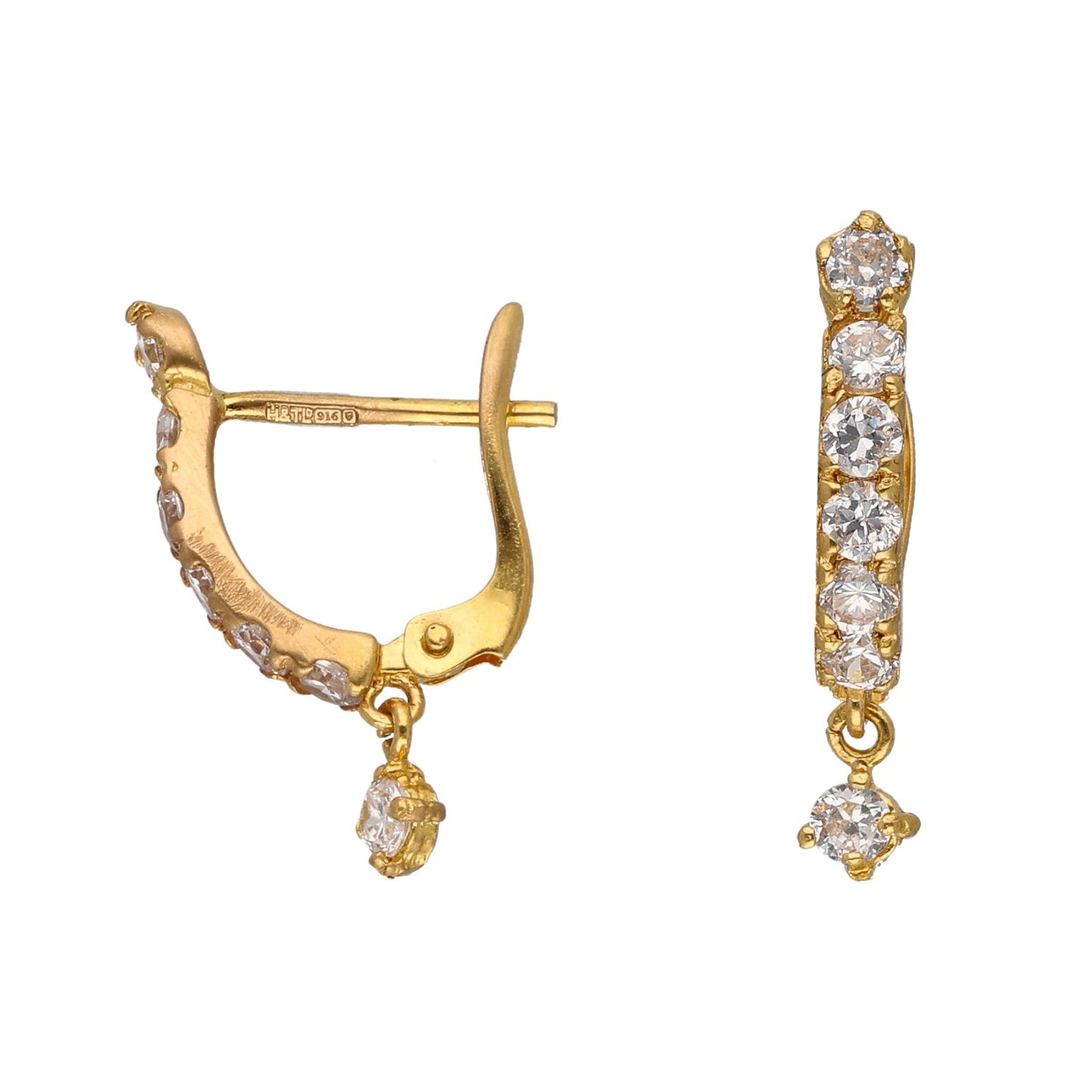 22ct Gold Cubic Zirconia Drop Earrings