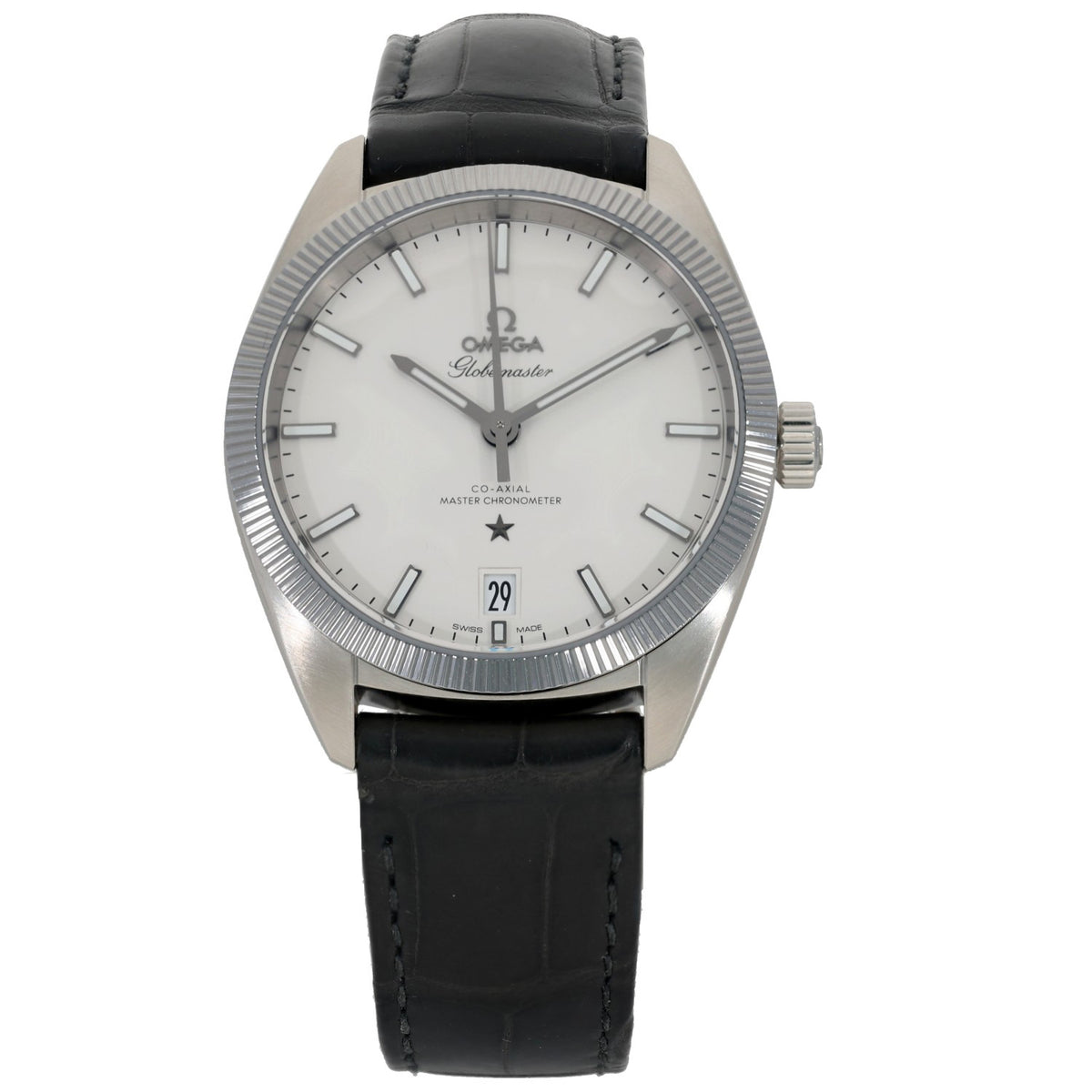 Omega Constellation Glodemaster 130.33.39.21.02.001, grey dial on black leather strap