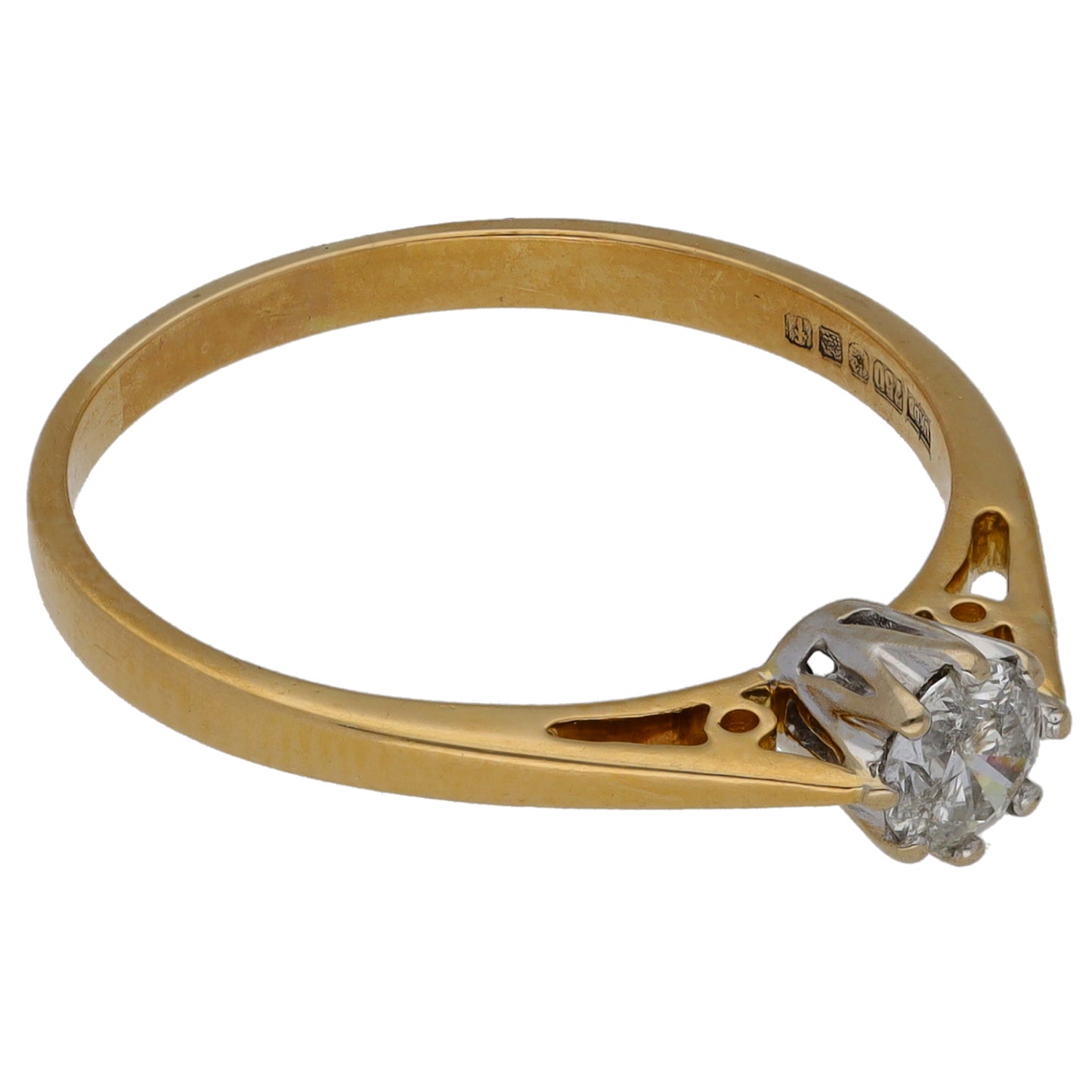 18ct Gold 0.33ct Diamond Solitaire Ring Size P
