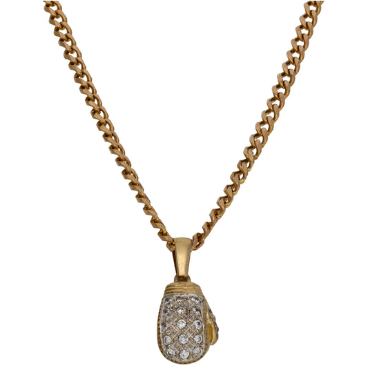 9ct Gold Cubic Zirconia Boxing Glove Pendant With Chain