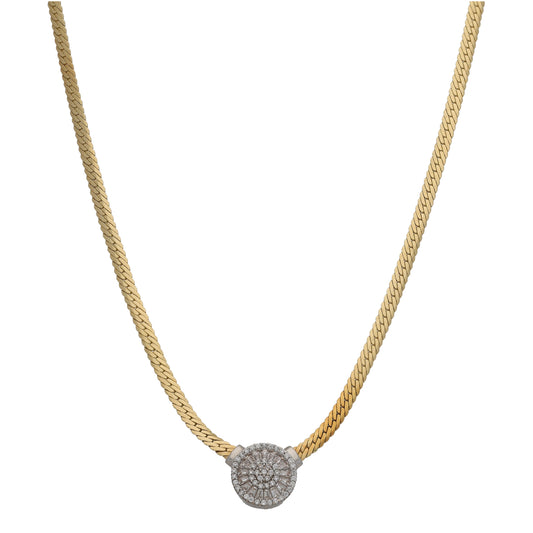 14ct Bi-Colour Gold Cubic Zirconia Fancy Necklace 18"