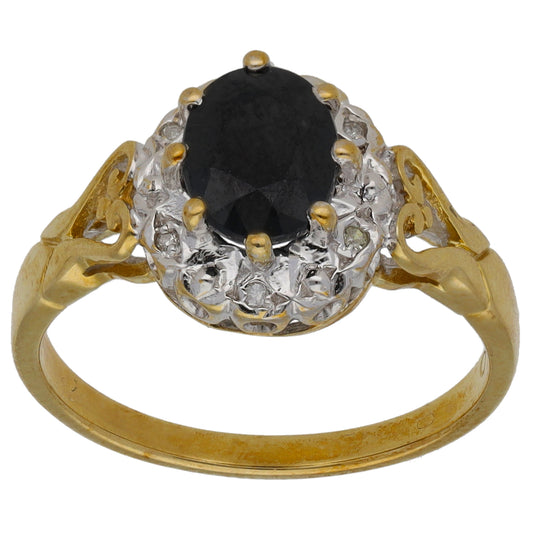 9ct Gold 0.03ct Diamond & Sapphire Dress/Cocktail Ring Size P
