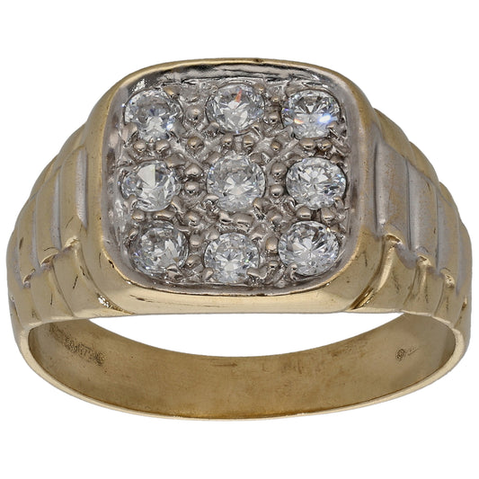 9ct Gold Cubic Zirconia Signet Ring Size T