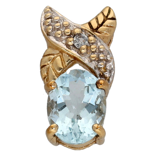 9ct Gold Aquamarine & Cubic Zirconia Dress/Cocktail Pendant