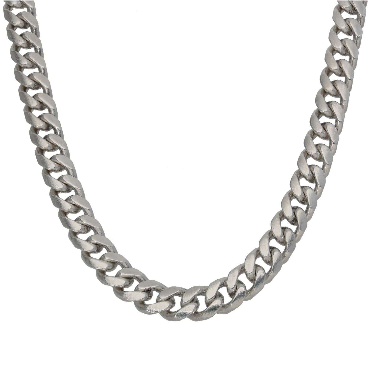 Sterling silver curb chain necklace, polished link chain