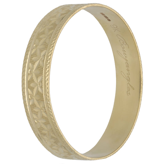 9ct Gold Patterned Bangle