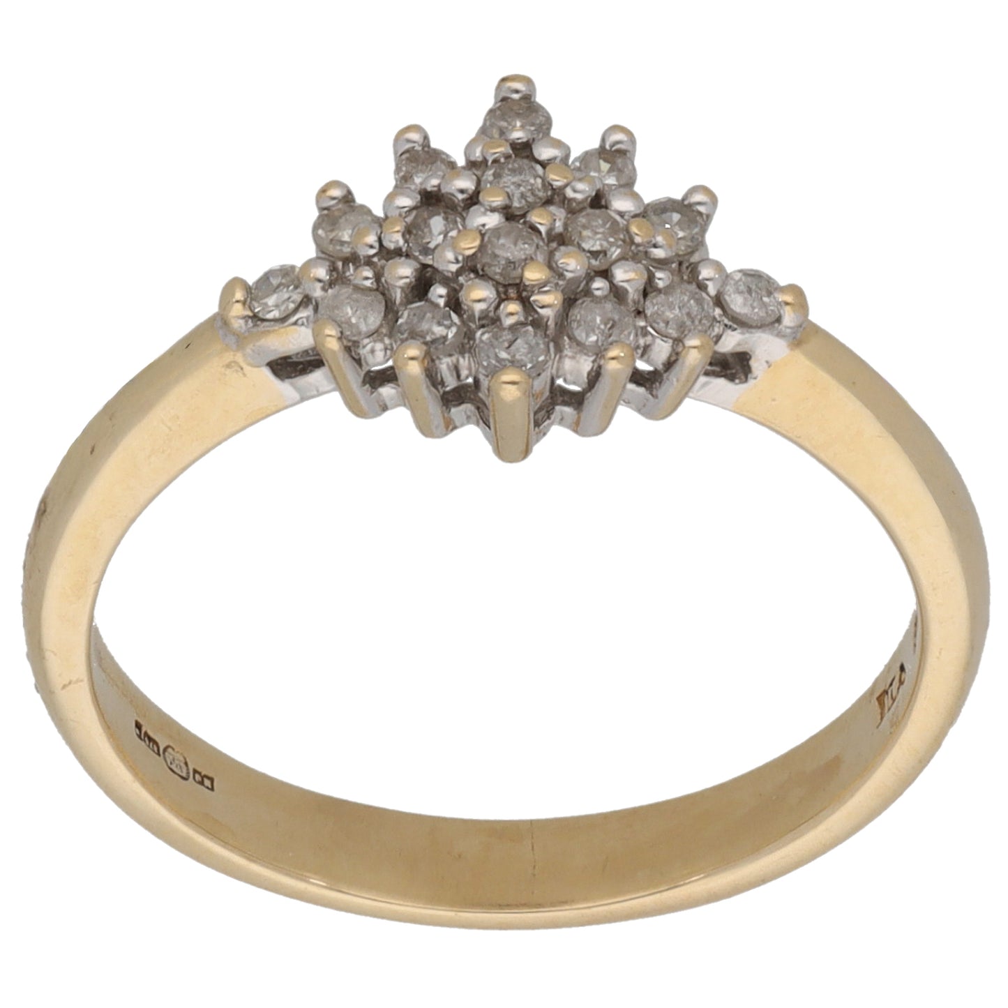9ct Gold 0.15ct Diamond Cluster Ring Size K