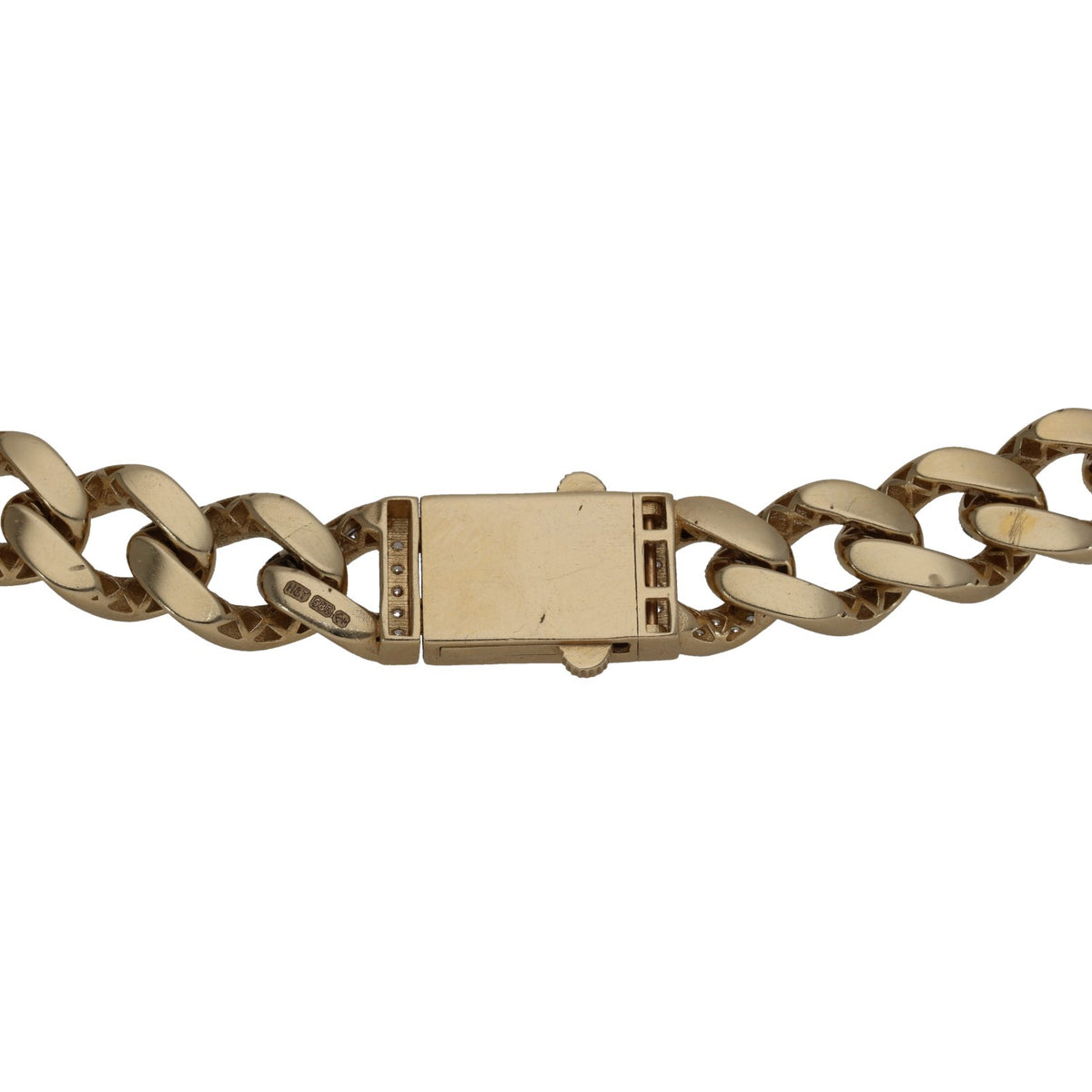 14ct gold curb chain necklace with CZ details and box clasp