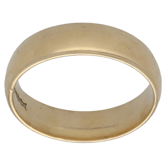 Plain 9ct gold wedding ring, smooth band