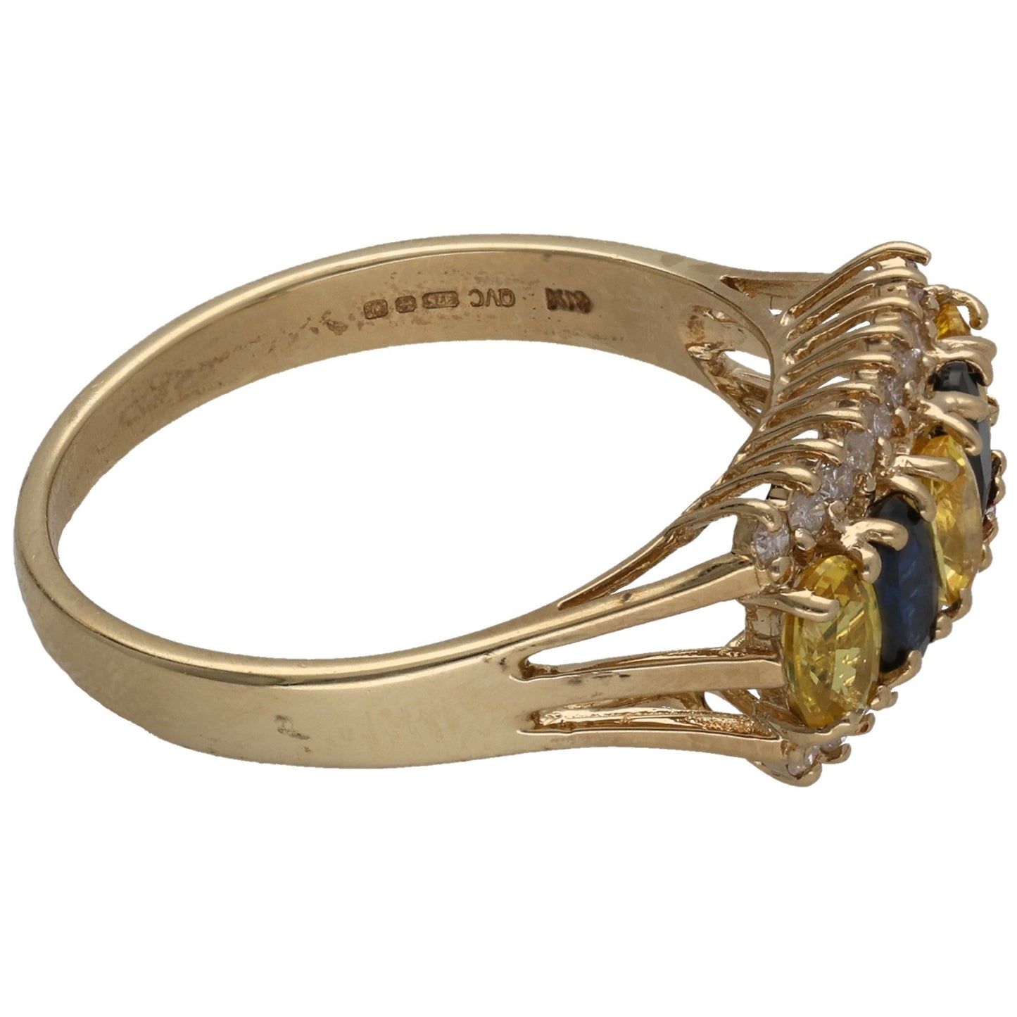 9ct Gold Sapphire & 0.20ct Diamond Dress/Cocktail Ring Size S