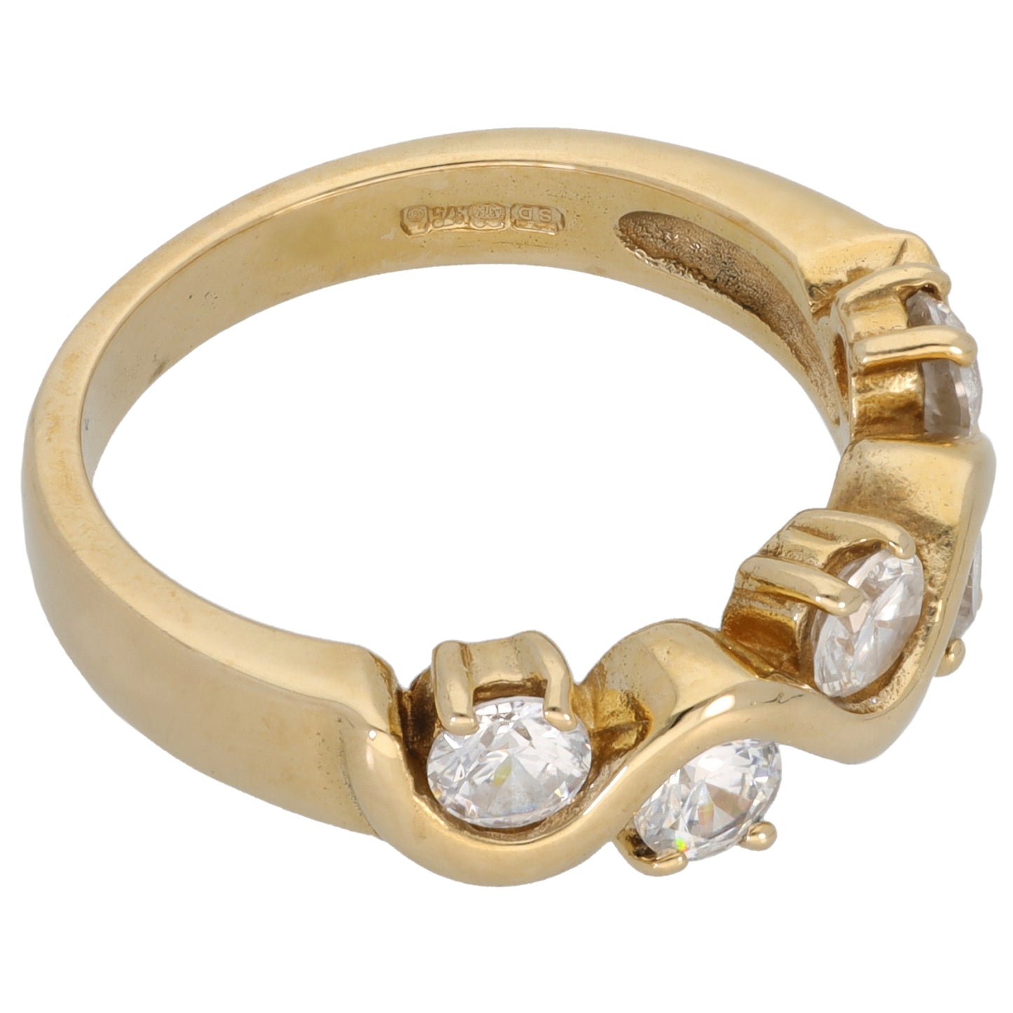 9ct Gold Cubic Zirconia Dress/Cocktail Ring Size O