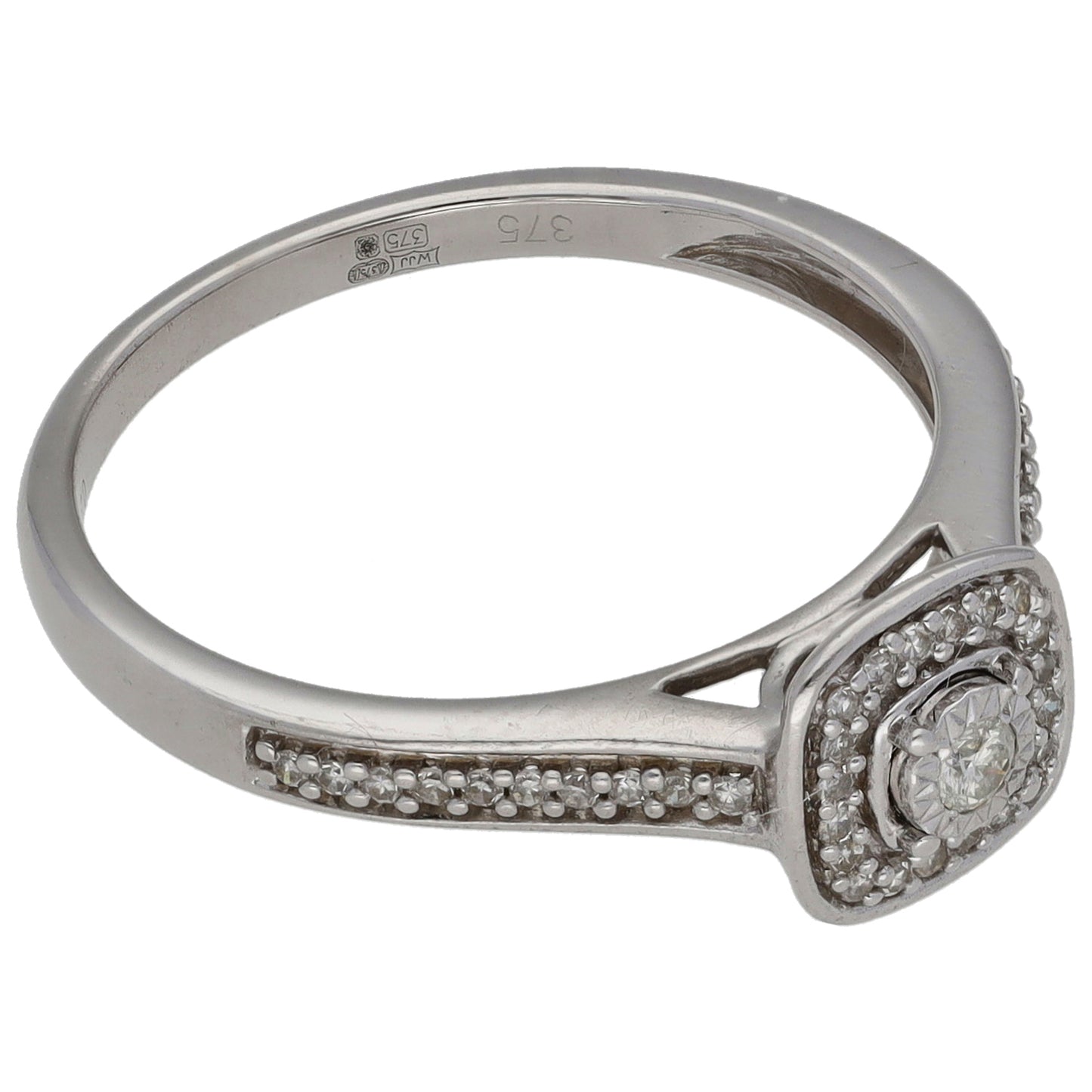 9ct White Gold 0.20ct Diamond Halo Ring Size N