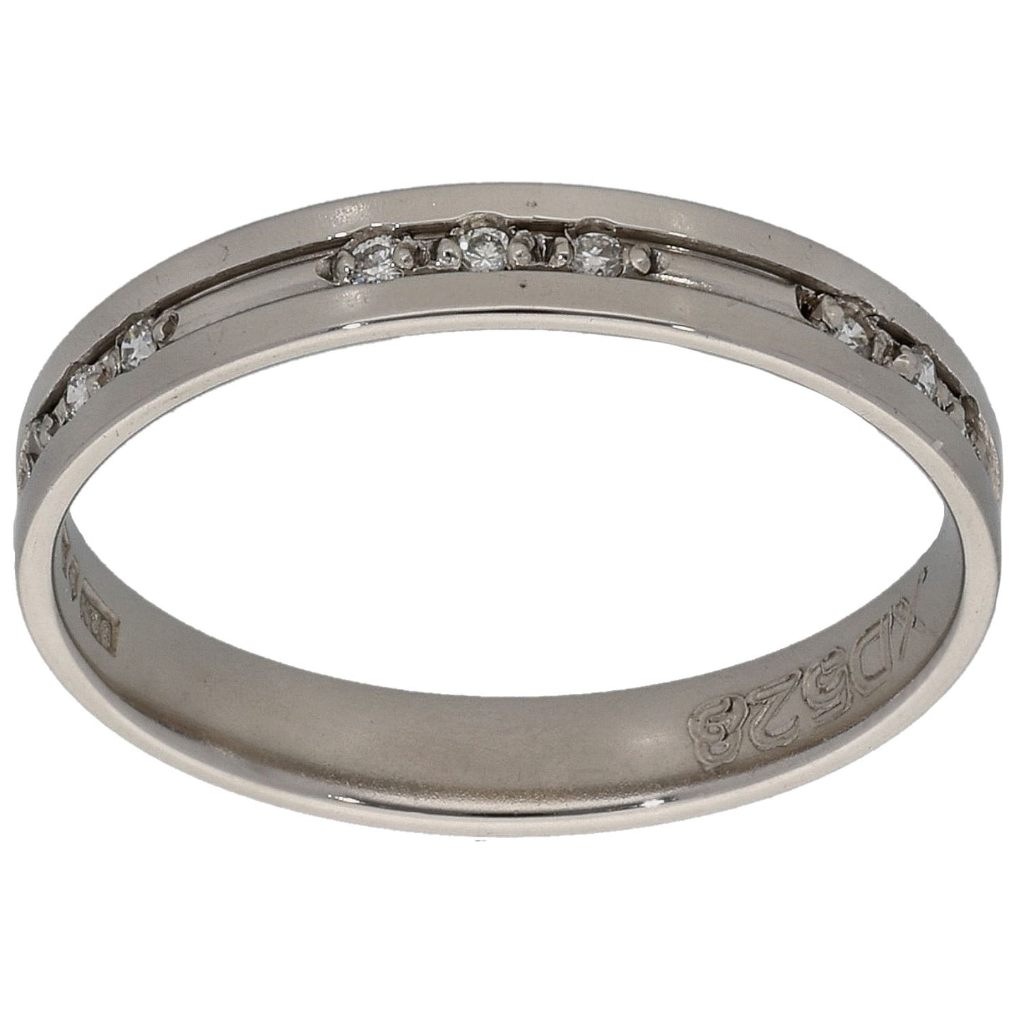 Platinum 0.045ct Diamond Patterned Wedding Ring Size O