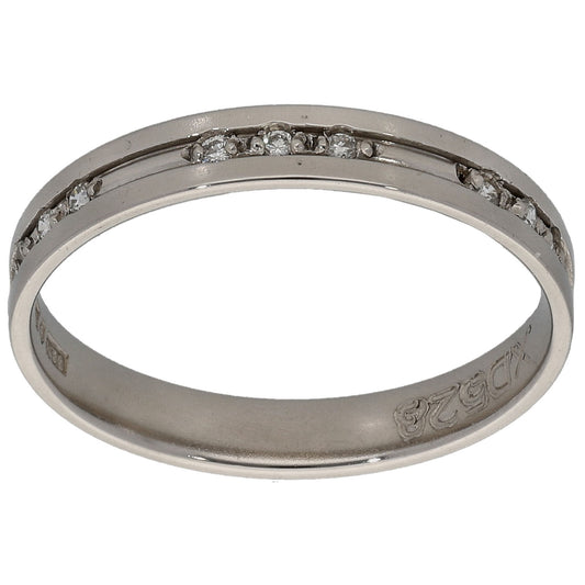 Platinum 0.045ct Diamond Patterned Wedding Ring Size O