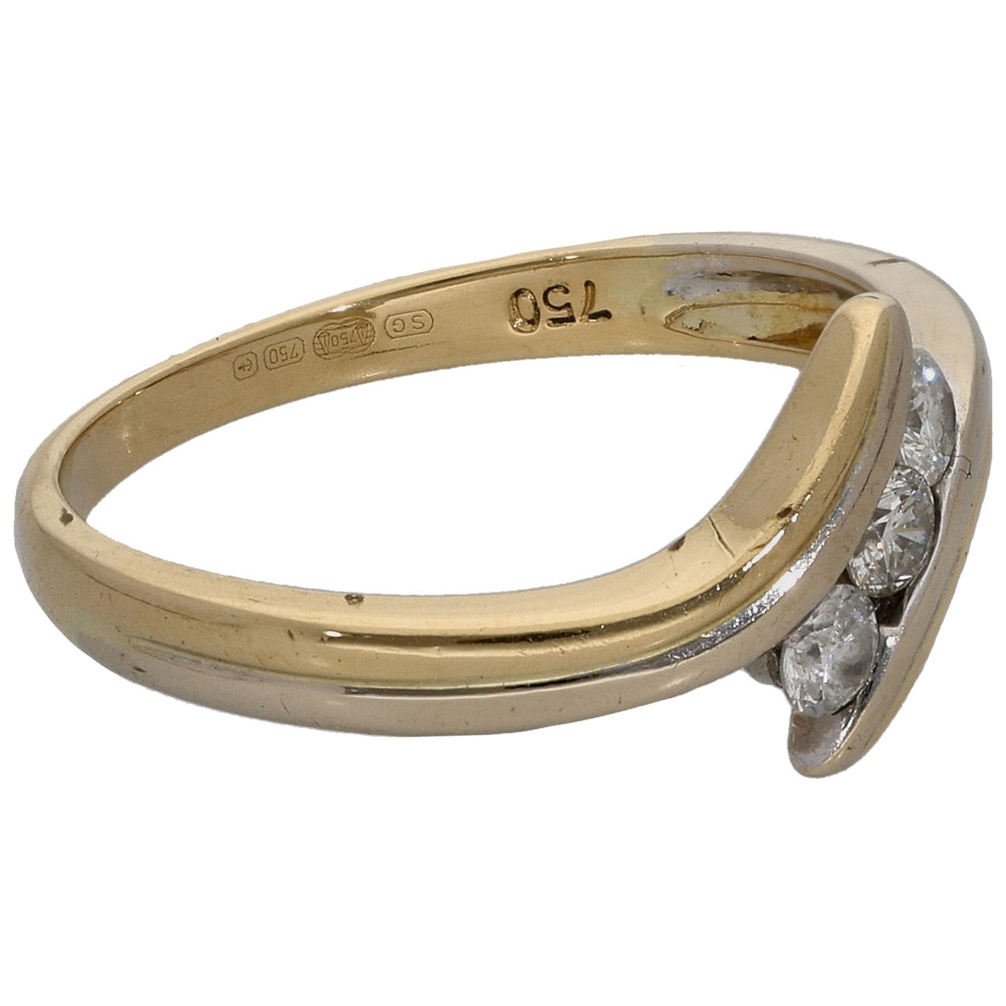 18ct Gold 0.25ct Diamond Three Stone Ring Size N