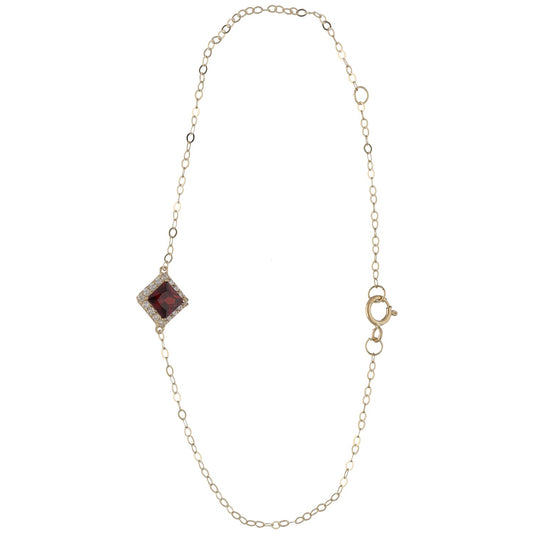 New 14ct Gold Red Cubic Zirconia Charm Bracelet