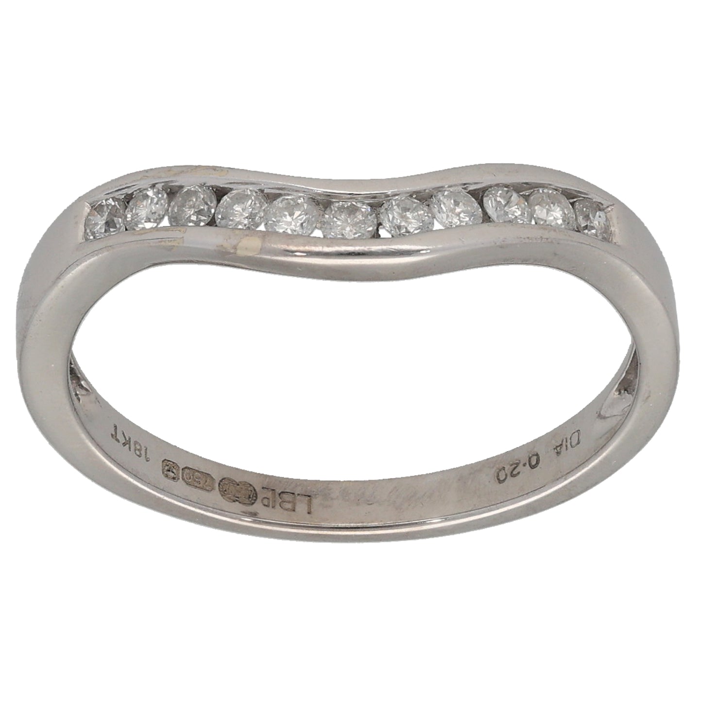 18ct White Gold 0.22ct Diamond Half Eternity Ring Size P