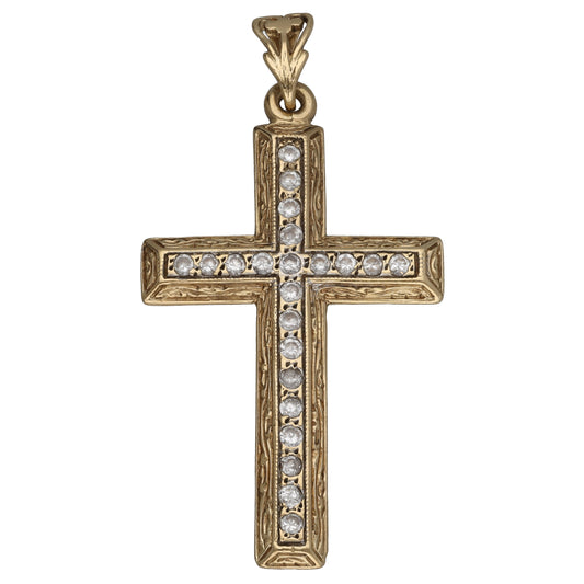9ct Gold Cubic Zirconia Cross Pendant