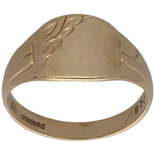 9ct Gold Patterned Signet Ring Size W